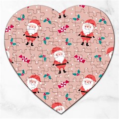 Cute Christmas Santa Seamless Pattern Jigsaw Puzzle (heart) by Vaneshart