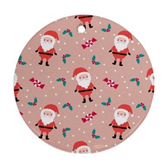 Cute Christmas Santa Seamless Pattern Round Ornament (two Sides) by Vaneshart