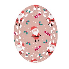 Cute Christmas Santa Seamless Pattern Oval Filigree Ornament (two Sides) by Vaneshart