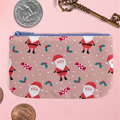 Cute Christmas Santa Seamless Pattern Large Coin Purse by Vaneshart