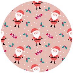 Cute Christmas Santa Seamless Pattern Wooden Puzzle Round by Vaneshart