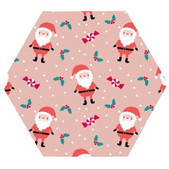 Cute Christmas Santa Seamless Pattern Wooden Puzzle Hexagon