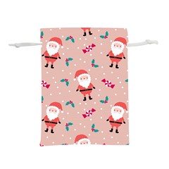 Cute Christmas Santa Seamless Pattern Lightweight Drawstring Pouch (l) by Vaneshart