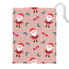 Cute Christmas Santa Seamless Pattern Drawstring Pouch (4xl) by Vaneshart