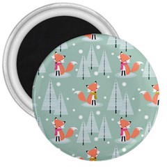 Cute Fox Christmas Winter Seamless Pattern 3  Magnets by Vaneshart