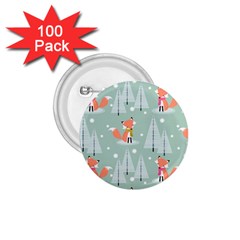 Cute Fox Christmas Winter Seamless Pattern 1 75  Buttons (100 Pack)  by Vaneshart