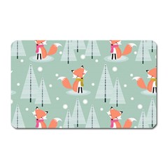 Cute Fox Christmas Winter Seamless Pattern Magnet (rectangular) by Vaneshart