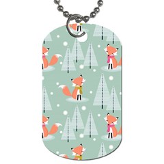 Cute Fox Christmas Winter Seamless Pattern Dog Tag (one Side) by Vaneshart