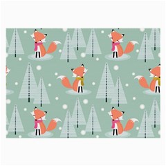 Cute Fox Christmas Winter Seamless Pattern Large Glasses Cloth by Vaneshart