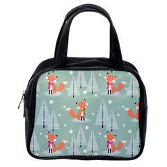 Cute Fox Christmas Winter Seamless Pattern Classic Handbag (one Side) by Vaneshart