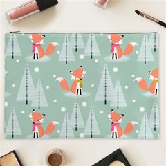 Cute Fox Christmas Winter Seamless Pattern Cosmetic Bag (xxl) by Vaneshart