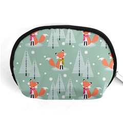 Cute Fox Christmas Winter Seamless Pattern Accessory Pouch (medium) by Vaneshart