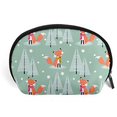 Cute Fox Christmas Winter Seamless Pattern Accessory Pouch (large) by Vaneshart