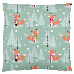 Cute Fox Christmas Winter Seamless Pattern Large Flano Cushion Case (one Side) by Vaneshart