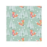 Cute Fox Christmas Winter Seamless Pattern Small Satin Scarf (Square) Front