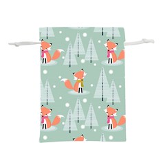 Cute Fox Christmas Winter Seamless Pattern Lightweight Drawstring Pouch (m) by Vaneshart