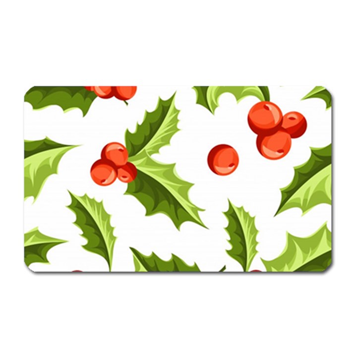 Christmas Holly Berry Seamless Pattern Magnet (Rectangular)