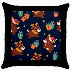 Colorful Funny Christmas Pattern Throw Pillow Case (black) by Vaneshart