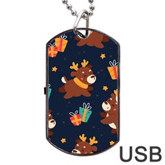 Colorful Funny Christmas Pattern Dog Tag Usb Flash (one Side) by Vaneshart