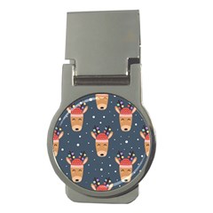 Cute Deer Heads Seamless Pattern Christmas Money Clips (round)  by Vaneshart