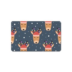 Cute Deer Heads Seamless Pattern Christmas Magnet (name Card) by Vaneshart