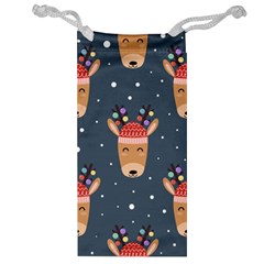 Cute Deer Heads Seamless Pattern Christmas Jewelry Bag by Vaneshart