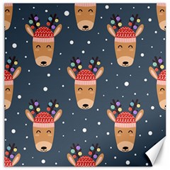 Cute Deer Heads Seamless Pattern Christmas Canvas 12  X 12  by Vaneshart