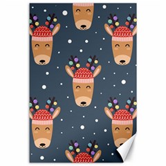 Cute Deer Heads Seamless Pattern Christmas Canvas 24  X 36  by Vaneshart