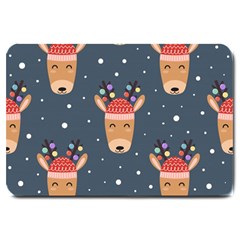 Cute Deer Heads Seamless Pattern Christmas Large Doormat  by Vaneshart