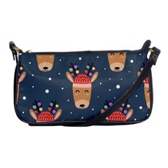 Cute Deer Heads Seamless Pattern Christmas Shoulder Clutch Bag by Vaneshart