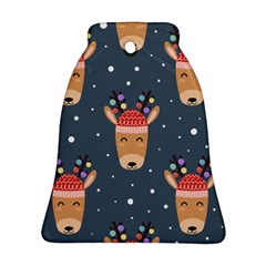 Cute Deer Heads Seamless Pattern Christmas Ornament (bell)