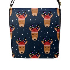 Cute Deer Heads Seamless Pattern Christmas Flap Closure Messenger Bag (l) by Vaneshart