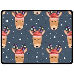 Cute Deer Heads Seamless Pattern Christmas Double Sided Fleece Blanket (large)  by Vaneshart