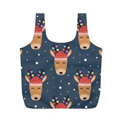 Cute Deer Heads Seamless Pattern Christmas Full Print Recycle Bag (m) by Vaneshart