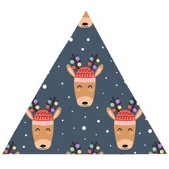 Cute Deer Heads Seamless Pattern Christmas Wooden Puzzle Triangle by Vaneshart