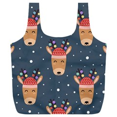 Cute Deer Heads Seamless Pattern Christmas Full Print Recycle Bag (xxl) by Vaneshart