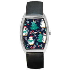 Colorful Funny Christmas Pattern Barrel Style Metal Watch by Vaneshart