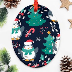 Colorful Funny Christmas Pattern Oval Filigree Ornament (two Sides) by Vaneshart