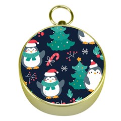 Colorful Funny Christmas Pattern Gold Compasses by Vaneshart