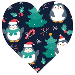 Colorful Funny Christmas Pattern Wooden Puzzle Heart by Vaneshart