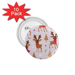 Christmas Seamless Pattern With Reindeer 1 75  Buttons (10 Pack) by Vaneshart