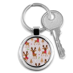 Christmas Seamless Pattern With Reindeer Key Chain (round) by Vaneshart