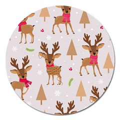 Christmas Seamless Pattern With Reindeer Magnet 5  (round) by Vaneshart