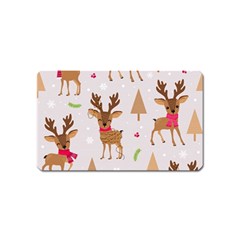 Christmas Seamless Pattern With Reindeer Magnet (name Card) by Vaneshart