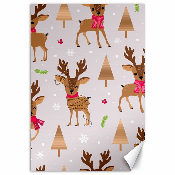 Christmas Seamless Pattern With Reindeer Canvas 12  x 18 