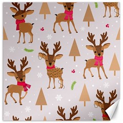 Christmas Seamless Pattern With Reindeer Canvas 16  X 16  by Vaneshart