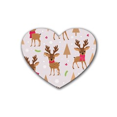 Christmas Seamless Pattern With Reindeer Heart Coaster (4 Pack)  by Vaneshart