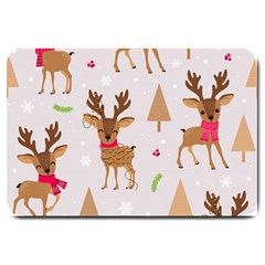 Christmas Seamless Pattern With Reindeer Large Doormat  by Vaneshart