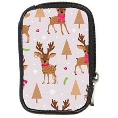 Christmas Seamless Pattern With Reindeer Compact Camera Leather Case by Vaneshart