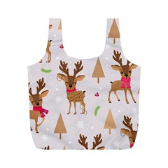 Christmas Seamless Pattern With Reindeer Full Print Recycle Bag (m) by Vaneshart